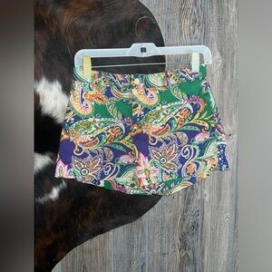 Ralph Lauren Sport size 2 bright green, purple and orange paisley print shorts